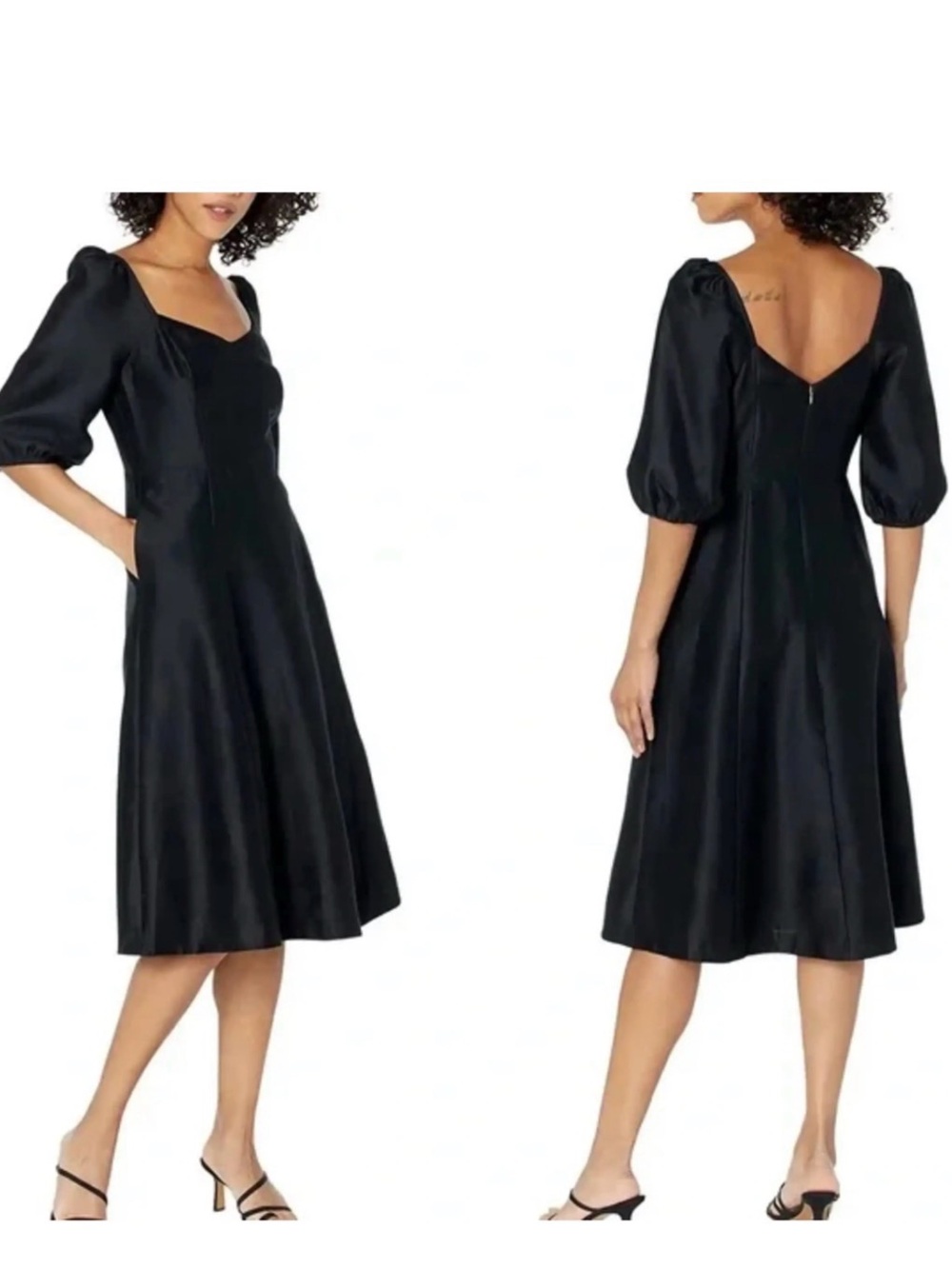 Draper James June Dress Black Silk Blend Midi Dress